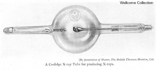 Illustration of a typical Coolidge tube. Artwork courtesy of the Wellcome Collection.