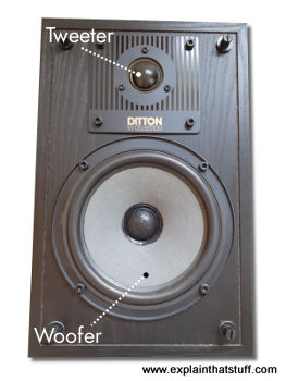 Celestion Ditton 100 loudspeakers with grille removed, showing the woofer and the tweeter