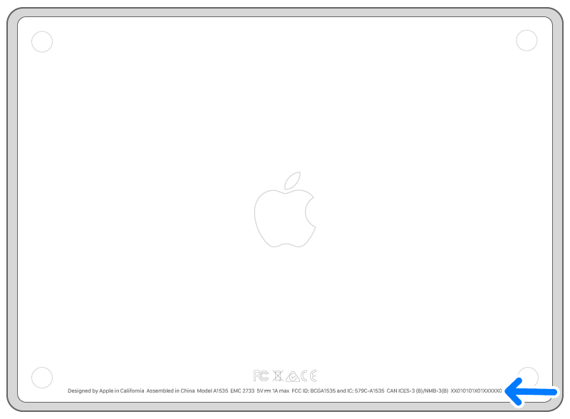 Magic Trackpad 2 serial number location diagram