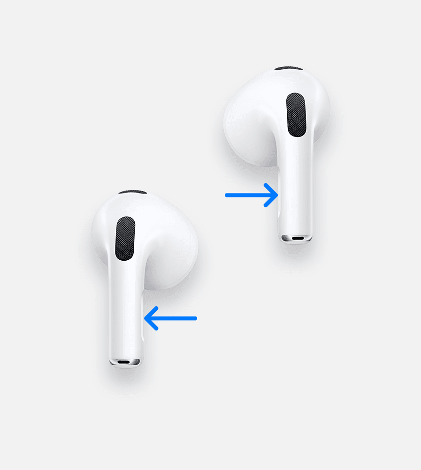 Flèches pointant vers les tiges des AirPods Pro