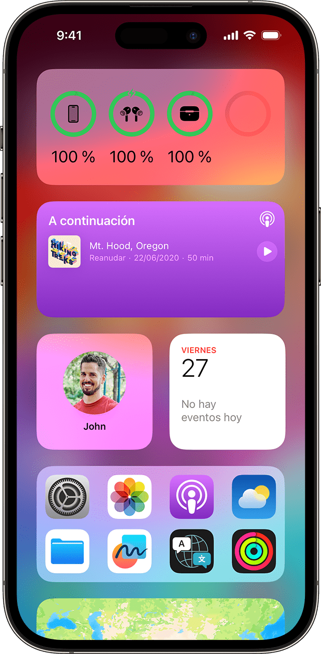 Usa el widget Baterías del iPhone para comprobar el porcentaje de batería