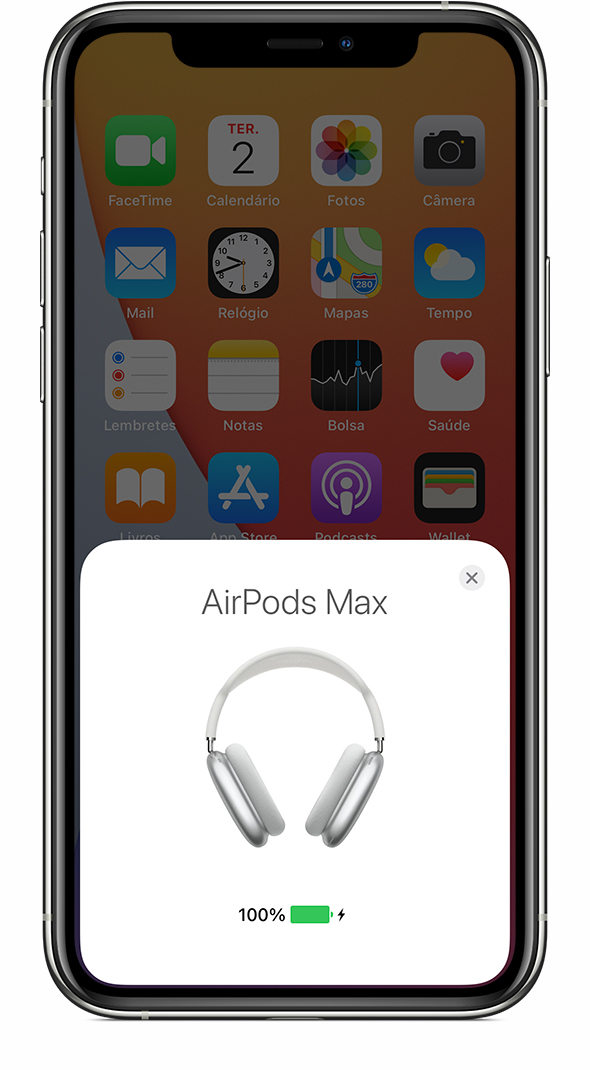 Status da carga dos AirPods Max