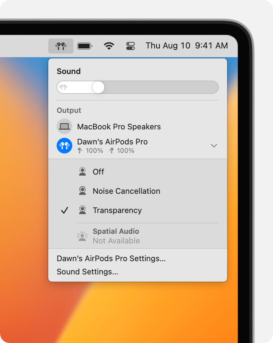 macos-ventura-macbook-pro-menu-bar-sound-airpods-noise-control-transparency-noise-cancellation