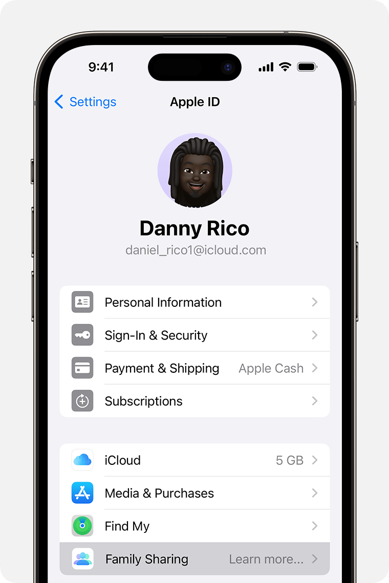 ios-17-iphone-14-pro-settings-apple-id-set-up-family-sharing