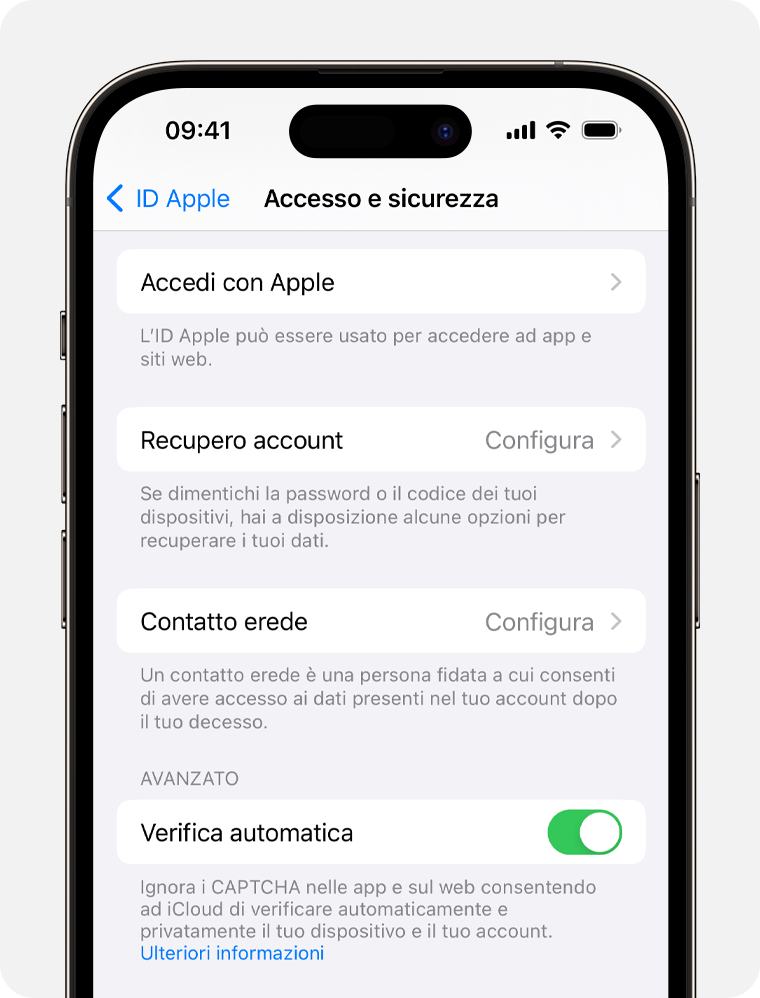 Schermata dell'iPhone che mostra come aggiungere un contatto erede