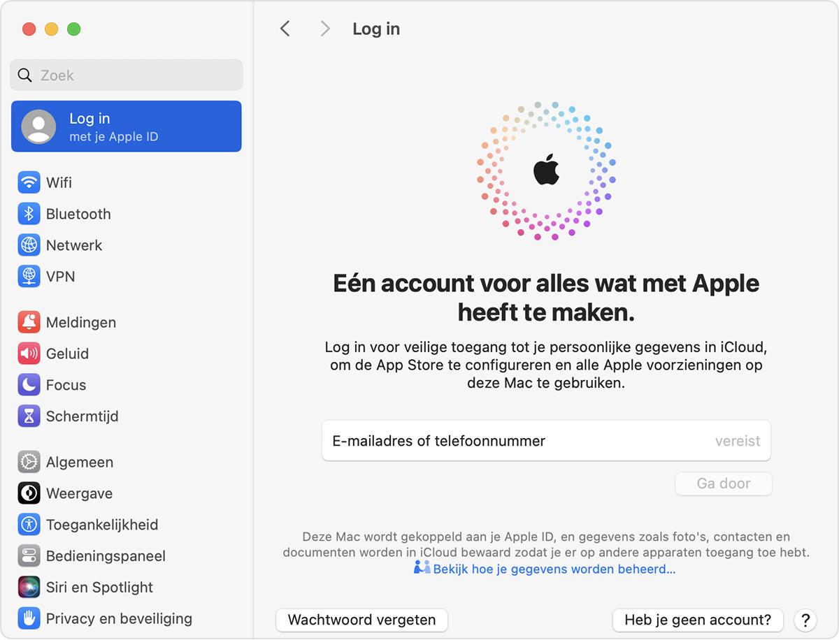 Inloggen met je Apple ID op de Mac