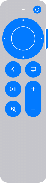 Il telecomando Siri Remote (2a generazione) o Apple TV Remote (2a generazione) ha un tasto di accensione e un clickpad.
