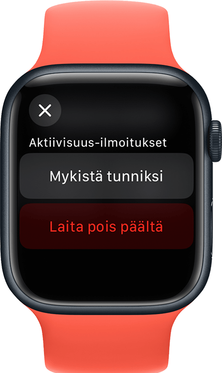 Apple Watch, jossa näkyy ilmoitusten mykistysnäyttö