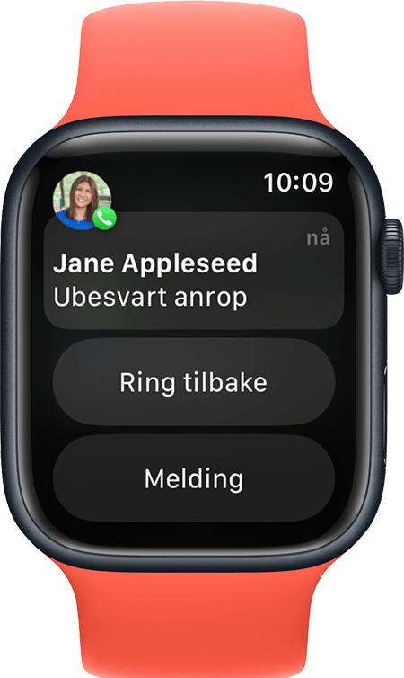 Apple Watch som viser varsling om ubesvart anrop