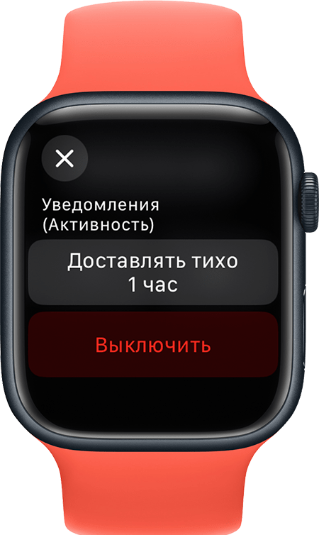 Apple Watch с экраном отключения звука уведомлений