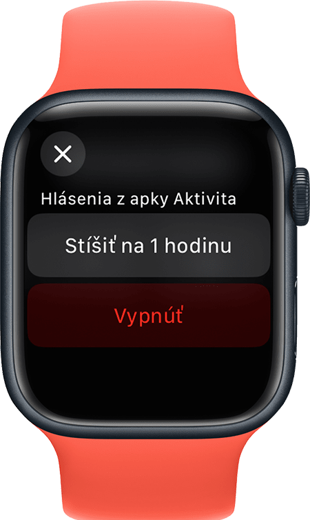 Hodinky Apple Watch so zobrazenou obrazovkou stíšenia hlásení