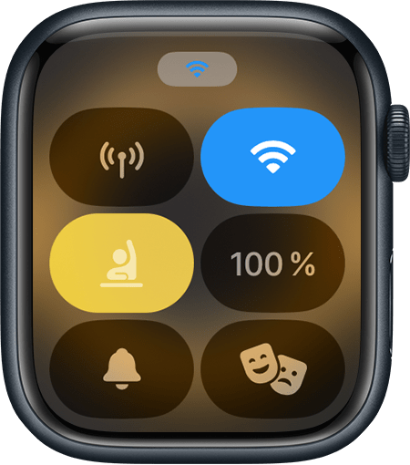 Apple Watch med Kontrollcenter öppet, med knappen Skoltid som syns