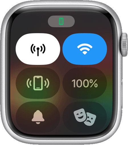 Estado da ligação no ecrã do Apple Watch.