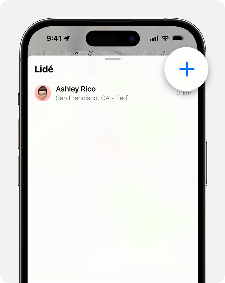 Sdílení polohy s přáteli v aplikaci Najít na iPhonu