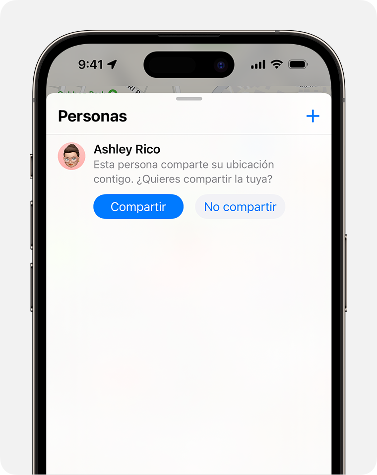 Comparte tu ubicación con un amigo mediante Encontrar en el iPhone