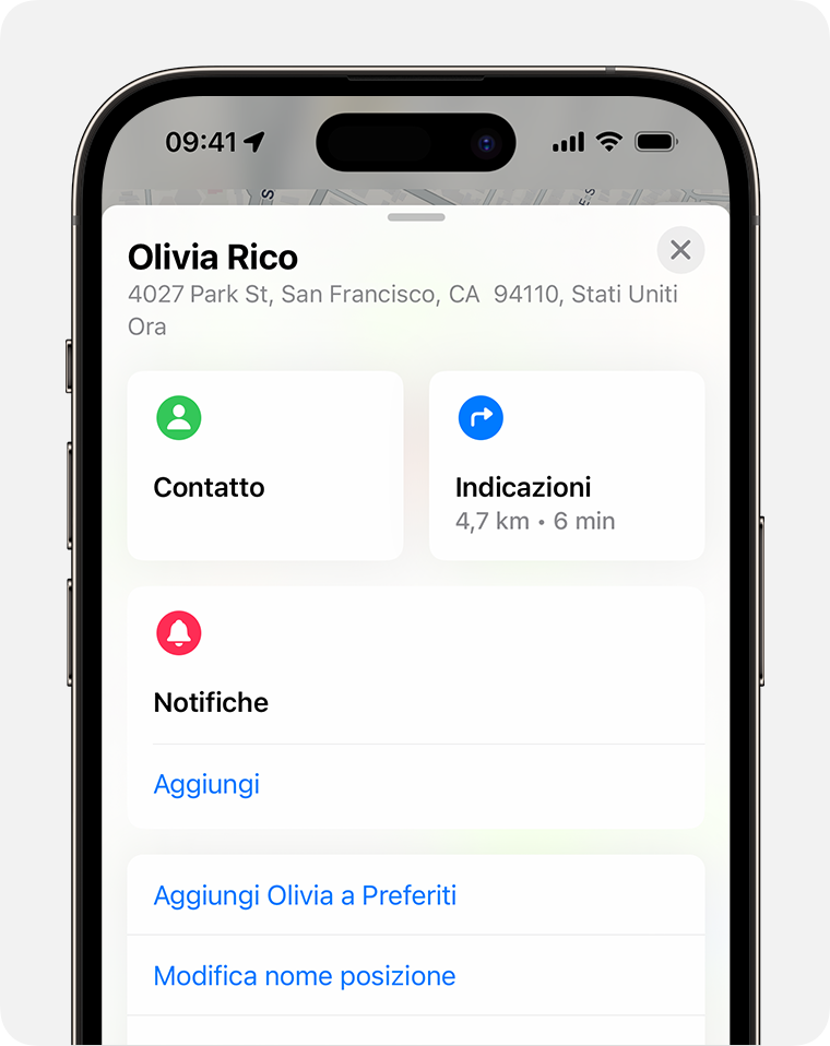 Trovare una persona in Dov'è su iPhone