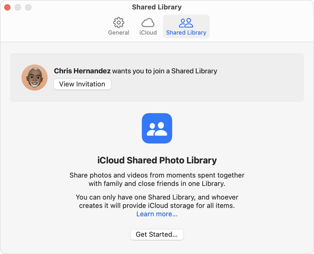 If you have a Shared Library invitation, you can find it in Settings in the Photos app.