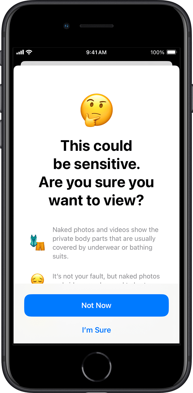 If your child chooses to view or send content that might contain nudity, Communication Safety makes sure that they are comfortable with that choice.