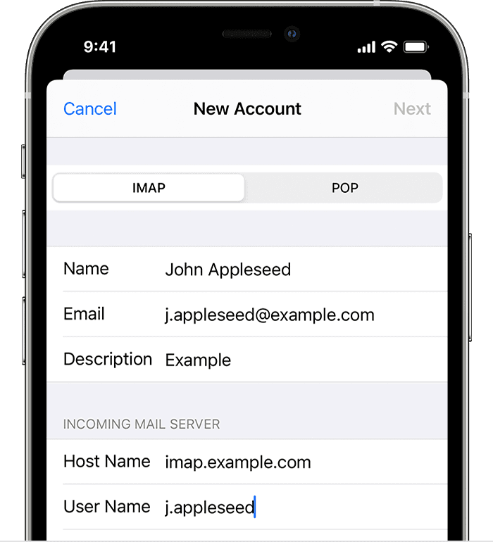 If Mail can't find your email account settings, you can enter details like Host Name manually during set up.