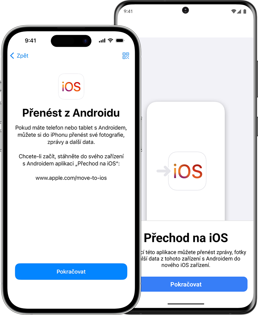 Aplikace „Přechod na iOS“ pomáhá přenášet data z telefonu s Androidem do nového iPhonu.