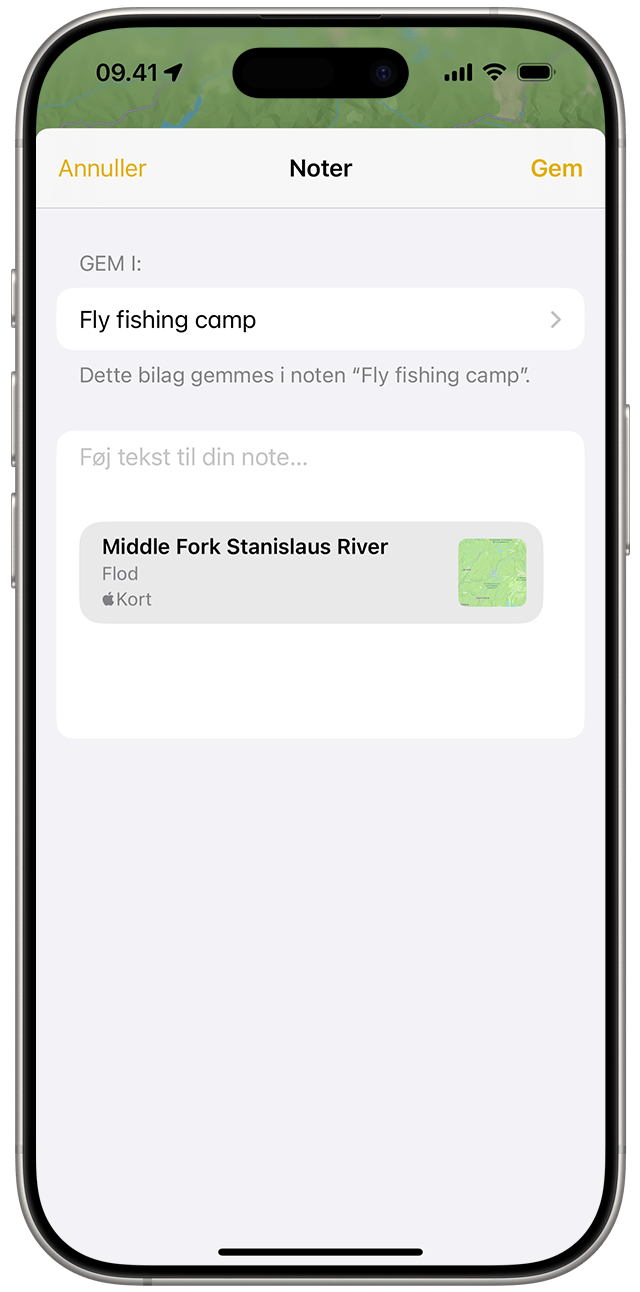 Når du tilføjer et vedhæftet arkiv i en note i iOS 18, kan du vælge, hvilken note du vil tilføje det vedhæftede arkiv i.