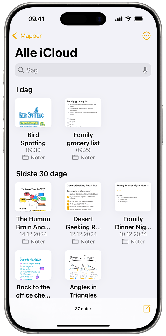 Visningen Galleri i Noter i iOS 18.