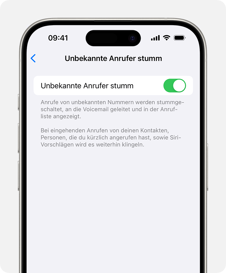 Auf einem iPhone wird gezeigt, wie man unbekannte Anrufer stummschaltet