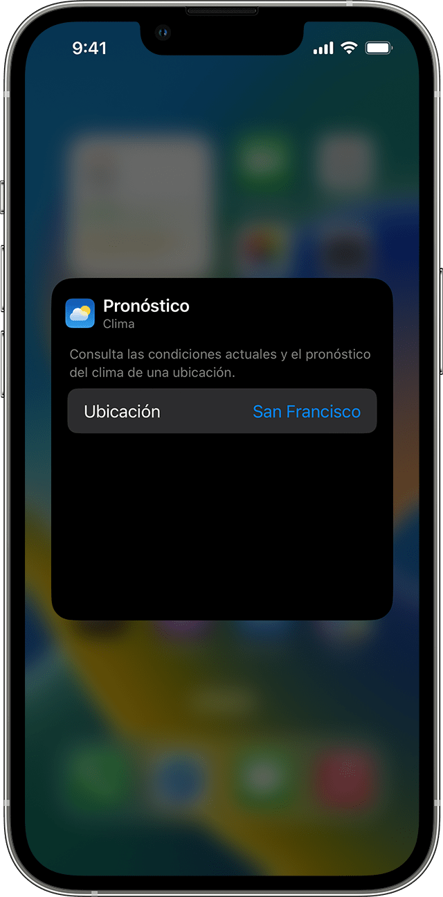 iPhone en el que se muestra cómo editar un widget