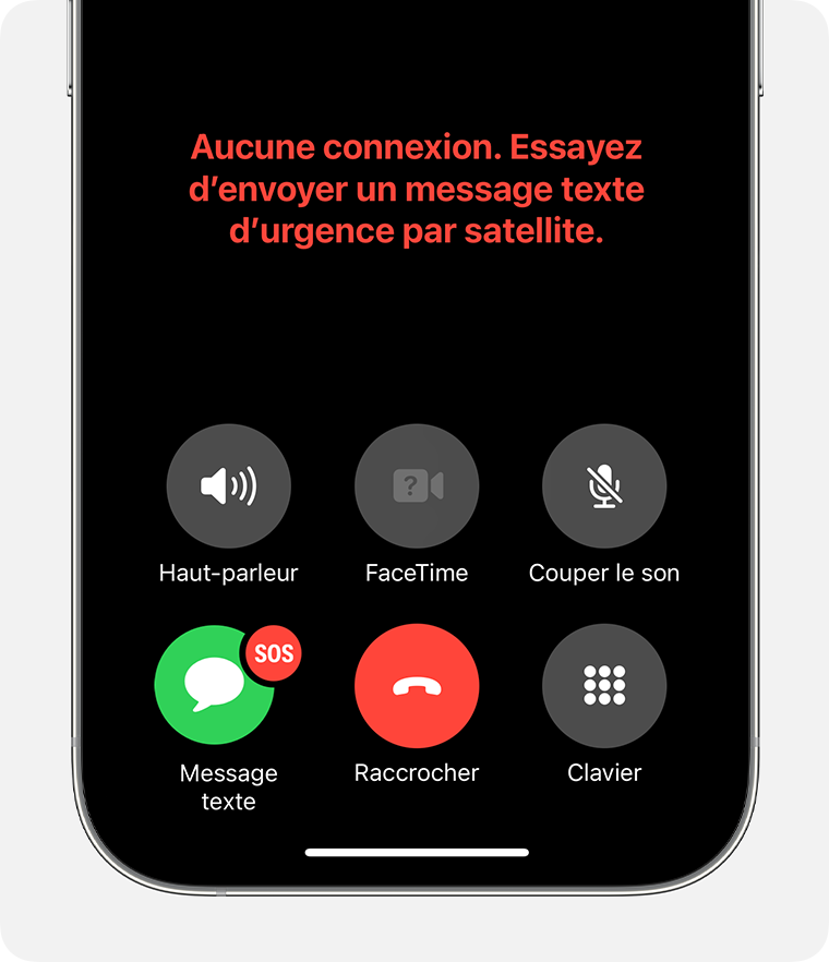 Si vous êtes en dehors de la couverture cellulaire et Wi-Fi, vous pouvez envoyer des messages texte aux services d’urgence par satellite.