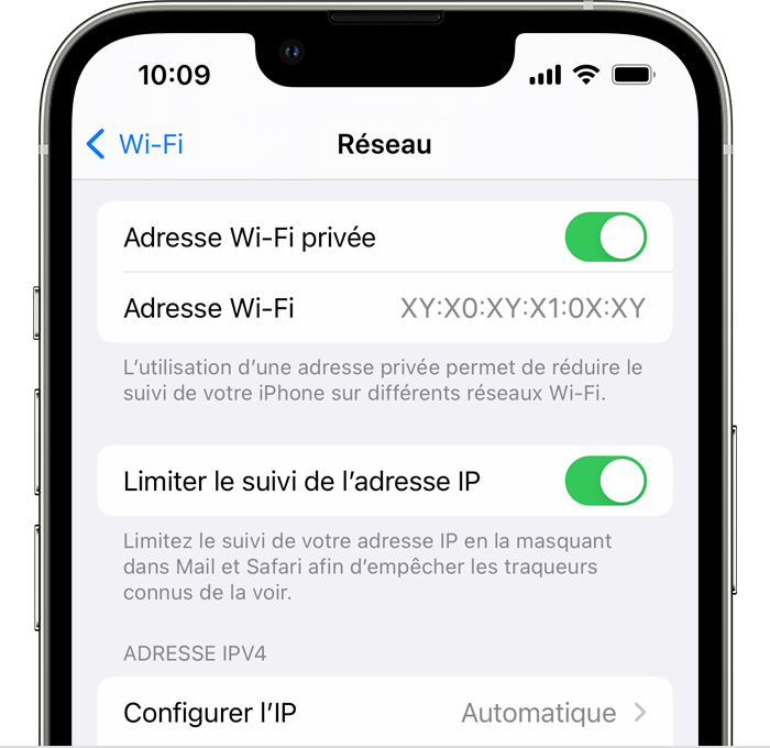 On iPhone, turn Private Wi-Fi Address on or off in the Settings app