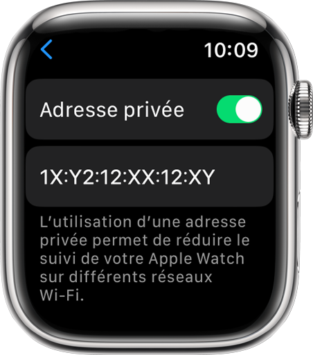 On Apple Watch, turn Private Address on or off