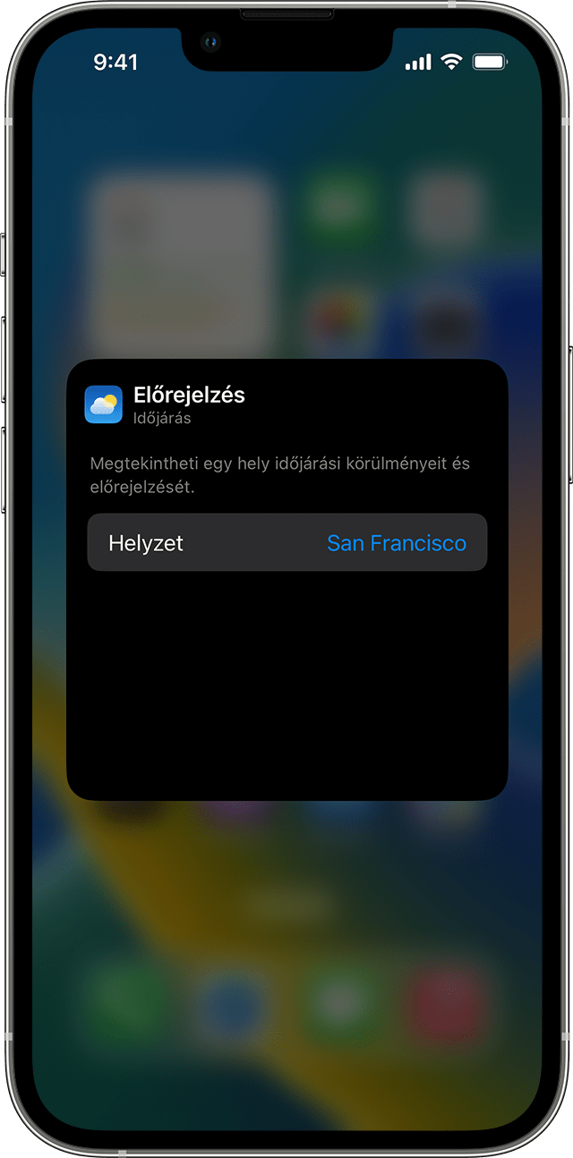 Egy iPhone, amelyen a widget szerkesztésének módja látható