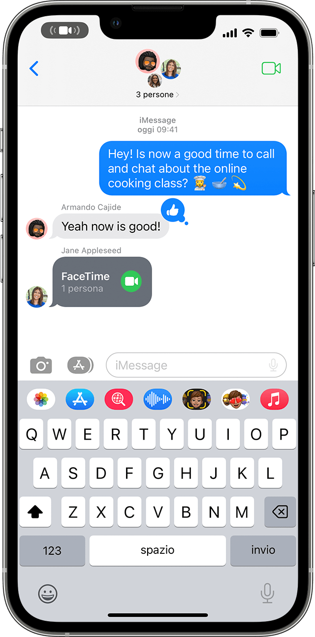 messaggio chiamata facetime messaggi ios 16 iphone 13 pro