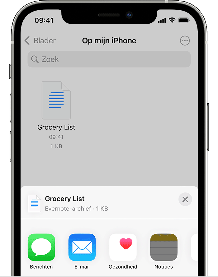 Een notitie importeren met de Bestanden-app