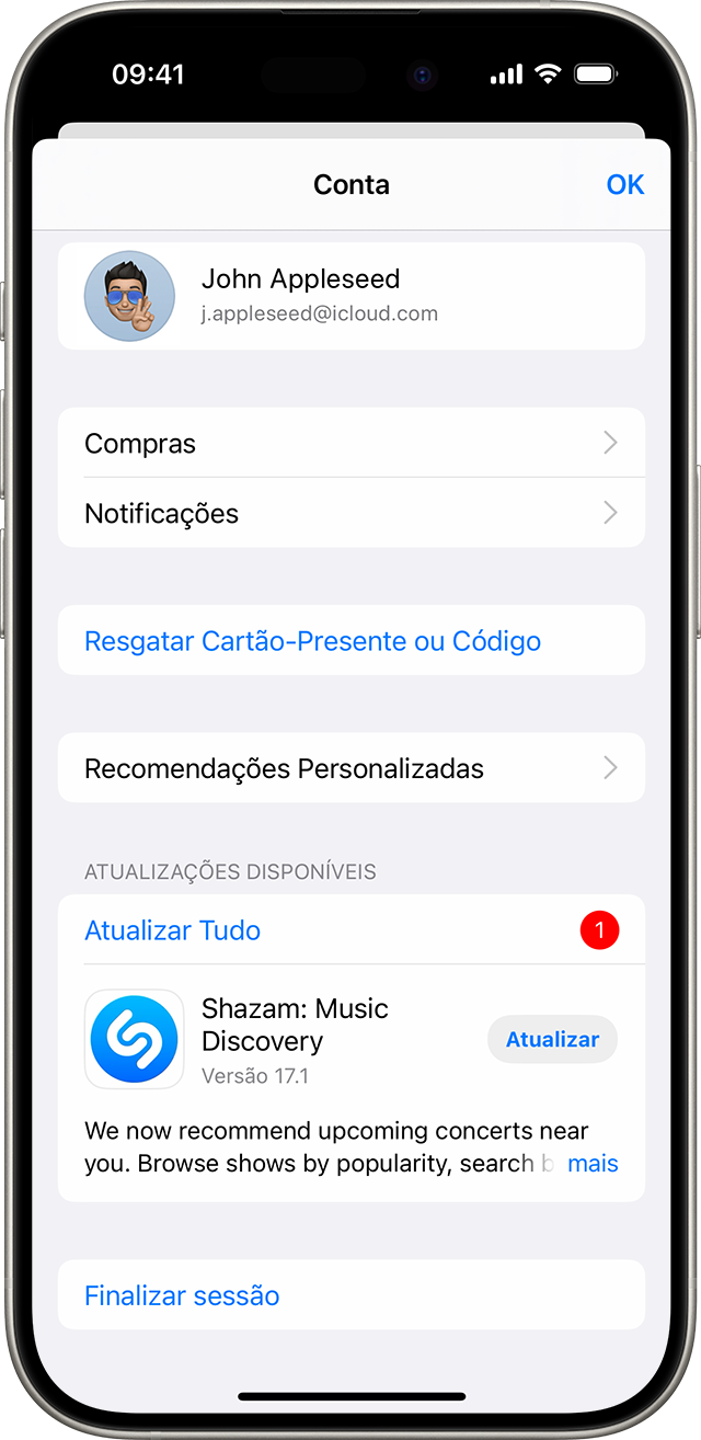 iPhone mostrando o botão Atualizar Tudo.