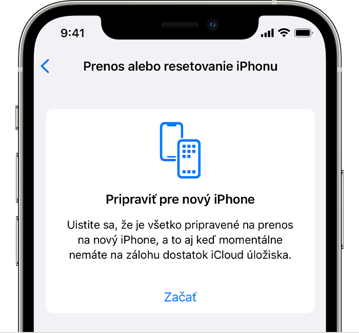 iPhone s obrazovkou Pripraviť na nový iPhone