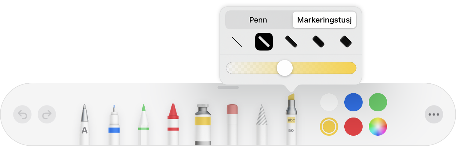 Tegning-verktøylinjen med merknadsverktøyet fremhevet