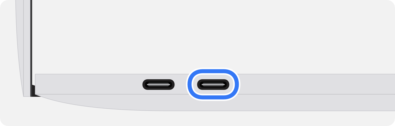 MacBook Air que muestra el puerto USB-C de más a la derecha