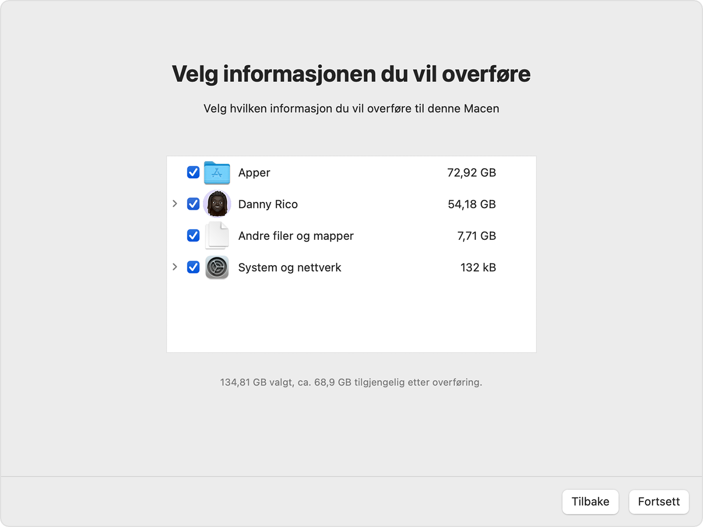 macos-ventura-overføringsassistent-informasjon-som-skal-overføres