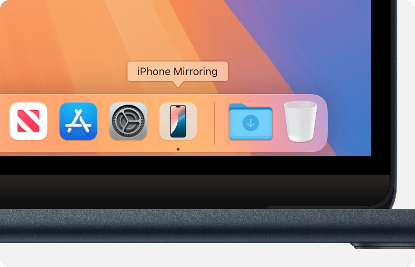 iPhone Mirroring app in the Dock