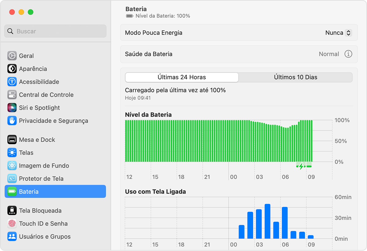 Ajustes da bateria no macOS Ventura