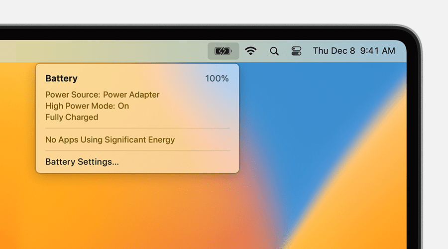 macos-ventura-menu-bar-battery-power-source-power-adapter-high-power-mode-on