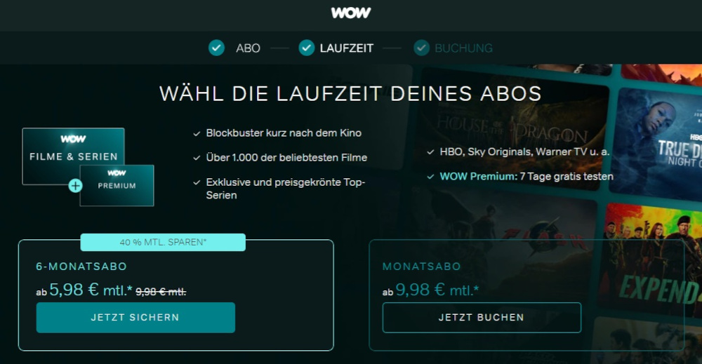 Mit Probeabo WOW günstiger testen