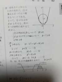 放物線y=1/2x^2と円x^2+(y-p)^2=9の共有点について、次の問いに答えよ。 (3)共有点が4個ある時、pのとりうる値の範囲を求めよ。
回答の
f(y)のグラフの軸についてp-1>0
の所がわかりません。
他の人の質問も見ましたがりかいできませんでした。
できるだけわかりやすく説明していただけると嬉しいです。