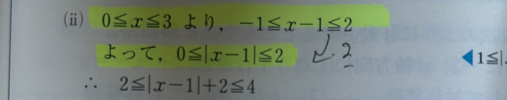 数学1絶対値の質問です。 なぜ左側がいきなり0になるのでしょうか？ 絶対値ついたからですか？？