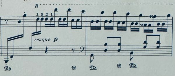 ラ・カンパネラの同音連打の2番目の音を上手く弾くための練習方法を教えて下さい。 51〜60小節目の右手で、2の指の音が鳴りません。 指は添付の楽譜通り2 1 5 で弾いてます。 2の指が鍵盤から離れる前に1の指が下がっているのだと思いますが、リズム的には合っているはずなので、2の指を上げるのが遅いのか？ 2 1のトリルは普通にできます。 楽器のせいもあるのでしょうか？ローランドのFP-30Xを使っています。