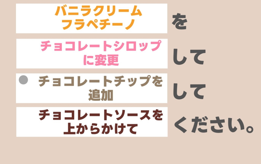 スタバについて質問です。 下記のような注文シートはどう作ったらいいですか？自分で好きなように書きたいです