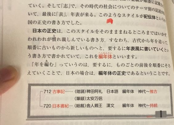 古事記は紀伝体、編年体のどちらですか？ 国語便覧で古典の文学史を覚えた時は、紀伝体と書いてありましたが、今テーマ史の日本史実況中継を見ていたら編年体とありました。(下写真) 古典と日本史で解釈が別れるのでしょうか そんなことあるのでしょうか