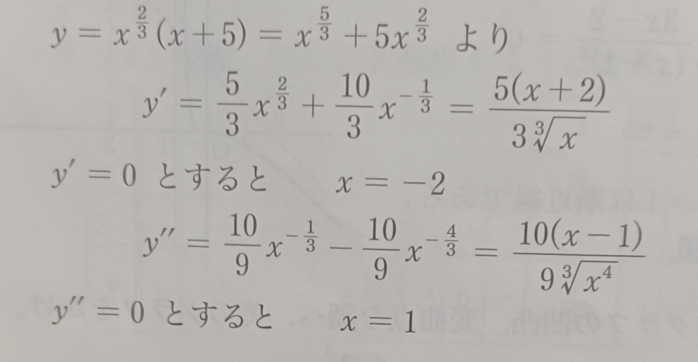 この関数の増減表の書き方が分かりません。どなたか教えてください。