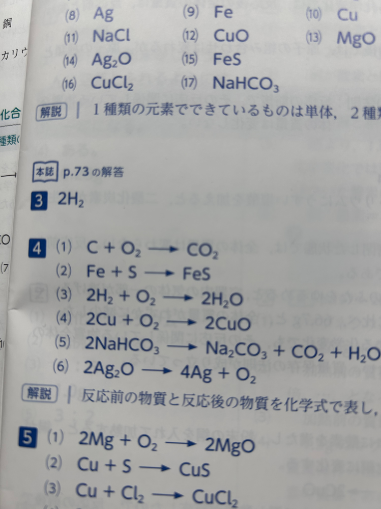 中2理科 物質 化学反応式について質問です。 画像の4の（2）で、なんで硫黄はS2じゃなくてSだけなんですか？金属と炭素は一個だけで表せるのは知ってます。